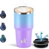 Motswedi Termos Caffè 600 ML, Tazza termica Riutilizzabili Prova di Perdite, Bicchiere Termico, Acciaio Inox 304, Travel Mug per Caffè Caldo e Freddo, Latte e Tè - Azzurro cielo & Lilla