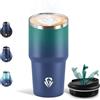 Motswedi Termos Caffè 600 ML, Tazza termica Riutilizzabili Prova di Perdite, Bicchiere Termico, Acciaio Inox 304, Travel Mug per Caffè Caldo e Freddo, Latte e Tè - Verde foresta & Blu marino