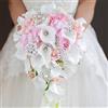YIFUwedding IFFO - bouquet di fiori artificiali, per matrimoni, con calle, rose, strass e perle Pink