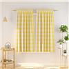 NATUS WEAVER, Tenda a 2 pannelli per finestra, in cotone, a quadri, lunghezza di 137,2 cm, con passante per asta, per cucina, soggiorno, camera da letto, cantina, giallo e bianco
