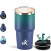 Motswedi Termos Caffè 600 ML, Tazza termica Riutilizzabili Prova di Perdite, Bicchiere Termico, Acciaio Inox 304, Travel Mug per Caffè Caldo e Freddo, Latte e Tè - Verde oliva & Blu marino