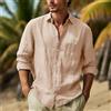 FURCW Camicie da uomo in cotone e lino Colletto rovesciato Camicia hawaiana solida Camicia bianca leggera e traspirante Casual Streetwear di grandi dimensioni