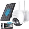 ieGeek Telecamera di sorveglianza WiFi esterna wireless da 5 MP, telecamera solare, telecamera da 360 gradi, rilevamento PIR umano, visione notturna a colori