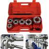 NONE Kit per infilare tubi Set idraulici per infilare in acciaio per taglio filettatura BSPT con fustelle per filettatura 4/6 Kit di strumenti per infilare tubi manuale