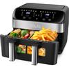 Oyajia Friggitrice ad aria 10 L con divisore rimovibile, finestra di visualizzazione, display touch LED digitale, 12 funzioni, circolazione dell'aria calda, 2600 W