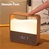 SHENZHITECH Luce notturna a LED portatile con orologio digitale e allarme, lampada da tavolo ricaricabile tramite USB che attenua la luce delicata per la camera da letto di casa