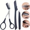 NONE Set da 3 pezzi Kit per sopracciglia per donne e uomini Set per toelettatura sopracciglia in acciaio inossidabile che include forbici per pettine per sopracciglia, strumento per tagliare le