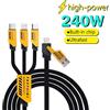 NONE Cavo di ricarica rapido 3 in 2 da 240 W per cavo di ricarica Micro USB tipo C Porta multi USB da 1,2 m Cavo di ricarica USB multiplo per iPhone Huawei
