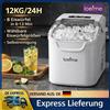 LOEFME Macchina del Ghiaccio Portatile 12kg/24h 8 Cubetti in 6-13 Min Autopulente LED con Dimensione del Ghiaccio Regolabile Serbatoio Acqua 0,8L