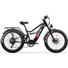 Cleytro E-bike per adulti Cleytro, pneumatici fuoristrada da 26 pollici, motore da 750W, batteria 48V 18Ah, sospensioni complete, autonomia 45-90 km. Nero.