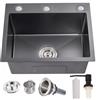 WEllBlue Lavello da Cucina 50x40cm in Acciaio Inox 304 con Scarico e Dispenser Sapone, Lavabo Resistente per Uso Commerciale, Ristoranti e Domestico