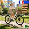 cysum Bicicletta Elettrica Cysum Cityrun 26'', Motore 36V 250W, Batteria 36V 10Ah, SHIMANO 7 Velocità, Freno a Disco, Cestino, E-bike per Pendolari Adulti