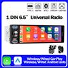 BINGFAN Autoradio Universale 1DIN da 6,5 Pollici con Carplay e Android Auto, Supporto FM/AM Wireless, AUX, Schermo Touch IPS, Lettore Multimediale Video