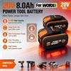 Ddadache Batteria da 8000mAh per Utensili Elettrici Cordless Worx WA3553/WA3551 20V, Compatibile con WA3572 WA3553 WX390 WX176 WX178 WU268, Batterie di Ricambio