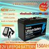 Ddadache Batteria professionale agli ioni di litio LiFePO4 da 12V 150Ah, adatta per ricarica solare, campeggio all'aperto e applicazioni off-grid per barche da pesca, con porta USB