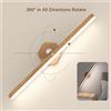 SHENZHITECH Lampada da parete magnetica rotante, senza foratura, 360° ° Lampada da comodino girevole, lampada da lettura a LED con venature del legno, bianco caldo/bianco freddo