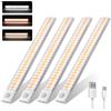 HTBAKOI Luce Armadio Led con Sensore di Movimento 4 Pezzi Sottopensile Cucina Barra da Interno Luci Ricaricabile Lampada Senza Fili Notturne Sotto Pensili a Batteria Luminosa Striscia Adesiva Dimmerabile