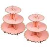 YAVO-EU 2 Pezzi Alzata per Cupcake Cartone 3 Piani, Supporti per Cupcake Supporto per Dessert Torte per Baby Shower, Compleanni, Feste (Pink)