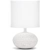 Aigostar Lampada da Tavolo in Ceramica, Moderna Lampada da Comodino con Paralume in Tessuto, Attacco E14, max.40W, Abat Jour da Comodino per Camera da Letto, Soggiorno (senza Lampadina) -H225mm