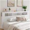 BAZZI Testiera Letto Matrimoniale Testiera Letto con Contenitore con Luci in Legno Multistrato Bianca 220x18,5x103,5 cm