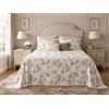 TexLom Copriletto Matrimoniale Laura Blasi Piquet di Cotone Stampa con Peonie e Fiori - Coperta Estiva Leggera e Traspirante - Made in Italy (Grigio)