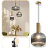 Lumeo creative | Lampadario a sospensione in vetro fumè Cristali | Lampadario vintage per sala da pranzo, ilot da cucina, ingresso | lampada da salotto dorato | Sospensione vintage (grigio intenso, B
