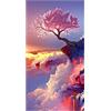 DCIDBEI Pittura con Diamanti 5D Mosaico Fai Da Te 45x85 cm Dipingere con i Numeri Albero della Vita Albero di Ciliegio Grande Pittura con Diamanti Painting by Numbers Adulti Scogliera Decorazione