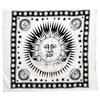 Seamar Copritutto Grande Sole Luna Copridivano, Copriletto Etnico 210x240cm 80% Cotone 20% Poliestere Telo Mare (Bianco Nero)