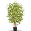 tectake® Albero di Bambù Artificiale, Foglie Realistiche, Vaso in Plastica, Decorazione per Soggiorno, Ufficio e Interni, Facile da Pulire, Arredamento - 120 cm