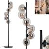 hofstein Remaisnil, lampada da terra in metallo/vetro nei colori nero/fumo, lampada da terra dal design retrò/vintage con paralumi in vetro (Ø 15 cm) e base, altezza 160 cm, 6 x G9, senza lampadine