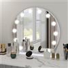YU YUSING Specchio Trucco con Luci Rotondo Hollywood, 50X50cm Specchio 12 Lampadine Led Tucco USB, 3 Temperature di Colore, Specchio da Tavolo 10X, Specchio Cosmetico Parete, Angolo Arrotondato