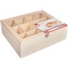 Rayher 62972505 Scatola Porta Bustine Tè Tisane In Legno Grezzo Naturale, 28.5X23.5X9Cm, 12 Scomparti, Coperchio In Vetro Acrilico, Decorare E Personalizzare, Beige, 240 grammi