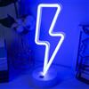 JEMESI Insegne al neon con fulmine, luce notturna per camera da letto, alimentata a batteria/USB, luce al neon con base per camera da letto, illuminazione a LED, decorazione per la stanza per ragazzi (blu)