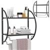 LIFEZEAL Mensola Porta Asciugamani da Muro, Bagno con 2 Ripiani e 2 Aste in Ferro Cromato, Multifunzionale, 45 x 25,5 x 55 cm, Capacità di Peso 14 kg (nero)