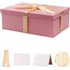 KdmNzoo Scatola regalo con coperchio 31 x 21 x 11 cm, scatola regalo con fiocchi, biglietti di auguri, Raffia Hamper Shreds per rosa