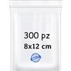 Generico BUY SAFE - Sacchetti Plastica Richiudibili, Sacchetti Ermetici per Alimenti, Vestiti e Oggetti con Chiusura a Cerniera, Buste Trasparenti Richiudibili Resistenti e Riutilizzabili, 8x12-300 Pz