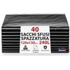 G.M. DISTRIBUZIONE GM 40 Sacchi Neri Sfusi Grandi Resistenti 240 Litri, misura 120x130 cm, in materiale HDPE, Sacchetti Indifferenziata, Buste Spazzatura, 40 Buste Sfuse