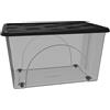 COSE DA CASA Contenitore con Coperchio e 4 Ruote Box Portaoggetti 60 LT STORAGE Salvaspazio Sovrapponibile scatola 60x40x33 Organizer Multiuso organizzazione Casa Bagno Ufficio (NERO)