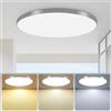 Mengjay Plafoniera LED Soffitto Moderna,Lampada a Soffitto Ultra Sottile Rotonda,Moderna Plafoniere 3 colori dimmerabili per Corridoio, Portico, Garage, Ingresso, Scala (40W, Argento)