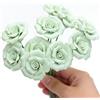 FANLUTYIN Ceramic Flower Bouquet Set of 10 Handmade Ceramic Roses Simulated Flowers Floral Decorations, Creative Gifts for Flora Home Decor (Light Green Rose, 10 Inch (Pack of 10))