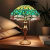 Bidesen Tiffany - Lampada da tavolo in stile 16 pollici, paralume in vetro con perle di cristallo, luce da lettura, luce notturna per camera da letto, soggiorno