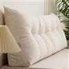 Generico Cuscino schienale letto singolo matrimoniale, cuscino per testiera a cuneo triangolare, velluto a coste di alta qualità cuscini per lettura, supporto lombare, fodera Rimovibile(80x40x12cm,Beige)