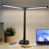 LQWELL® Lampada da Scrivania a Doppio Attacco con Regolazione LED, 5 Colori e 10 Livelli di LuminositÀ, Luce di Lettura Gradevole per Gli Occhi, Controllo Touch e Funzione di Memoria, Timer