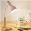 Leikurvo Lampada da scrivania per bambini, lampada da lettura a LED con attacco E27, braccio regolabile, lampada da comodino in metallo e legno, lampada da scrivania in stile nordico per camera da letto(rosa)