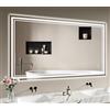 Archaluxe Specchio da bagno con illuminazione, 140 x 70 cm, specchio da bagno a LED, specchio da bagno con illuminazione, senza appannamento, interruttore touch, dimmerabile, 3 colori di luce, specchio da