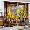 Odot Tende Soggiorno Semi Trasparenti, Motivo Girasole 3D Tenda Voile con Tasca per Asta 2 Pannelli Filtranti Finestra Moderna per Camera da Letto Cucina Balcone (Stile vintage A,80x115cm)