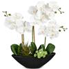 Oairse Pianta Artificiale Orchidee Fiori Artificiali Decorativi Con Fiori Real-Touch in Vaso di Ceramica per Tavolo o Finestra, Altezza 41cm