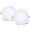 LVWIT 2x Pannello LED Rotondo da Soffitto - 25W equivalente a 200W, Plafoniera LED da Ufficio da incasso, 2250 Lumen, Colore Bianco Neutro 4000K. 225 x 21 mm - Pacco da 2 Pezzi.