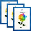 MG Design Set da 3 cornici portafoto 25 x 35 cm - Cornici in legno Blu con vetri acrilici infrangibili, verticale e orizzontale, da appendere e da appoggiare