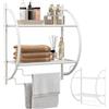 LIFEZEAL Mensola Porta Asciugamani da Muro, Bagno con 2 Ripiani e 2 Aste in Ferro Cromato, Multifunzionale, 45 x 25,5 x 55 cm, Capacità di Peso 14 kg (bianco)